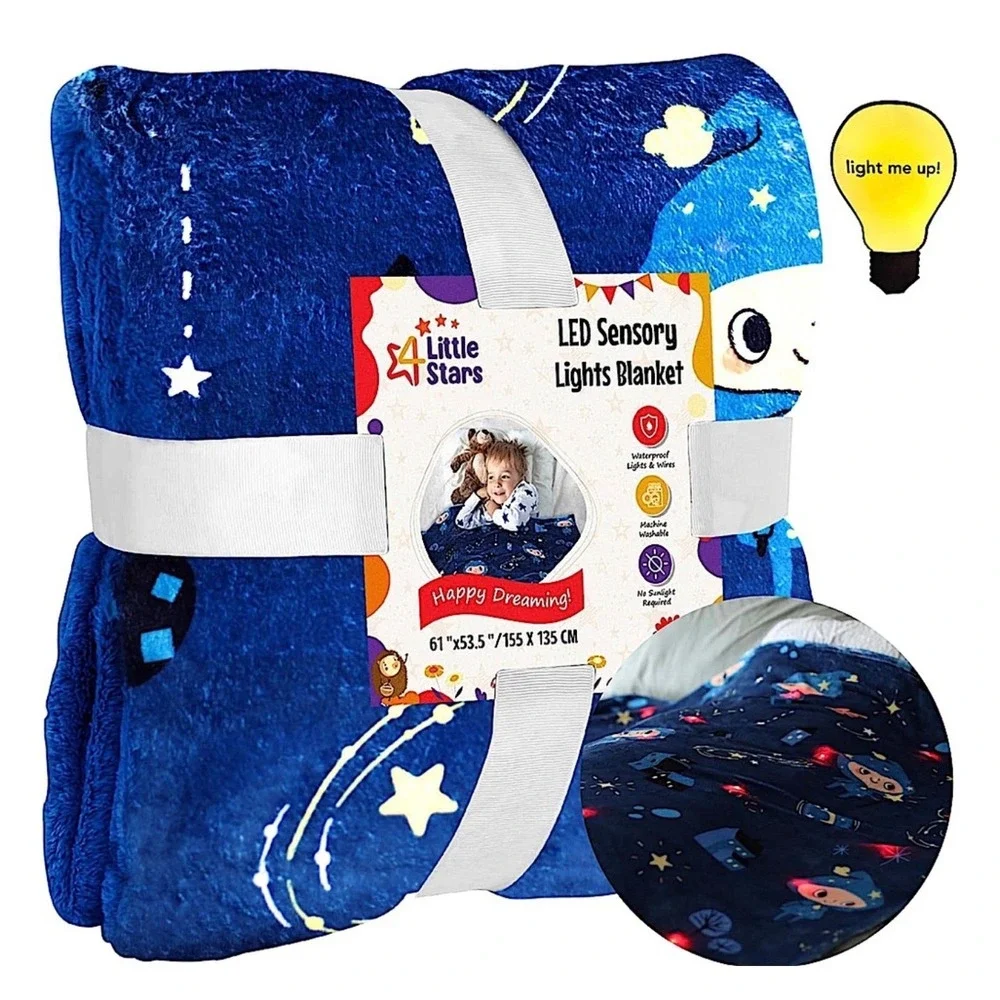 NWT LED Light Up Blanket 61x53 Soft Plush Lighted Throw